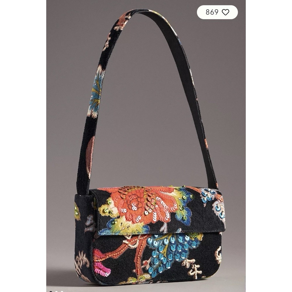 Anthropologie Maeve Fiona Shoulder Bag: Velvet Botanical Edition Boho